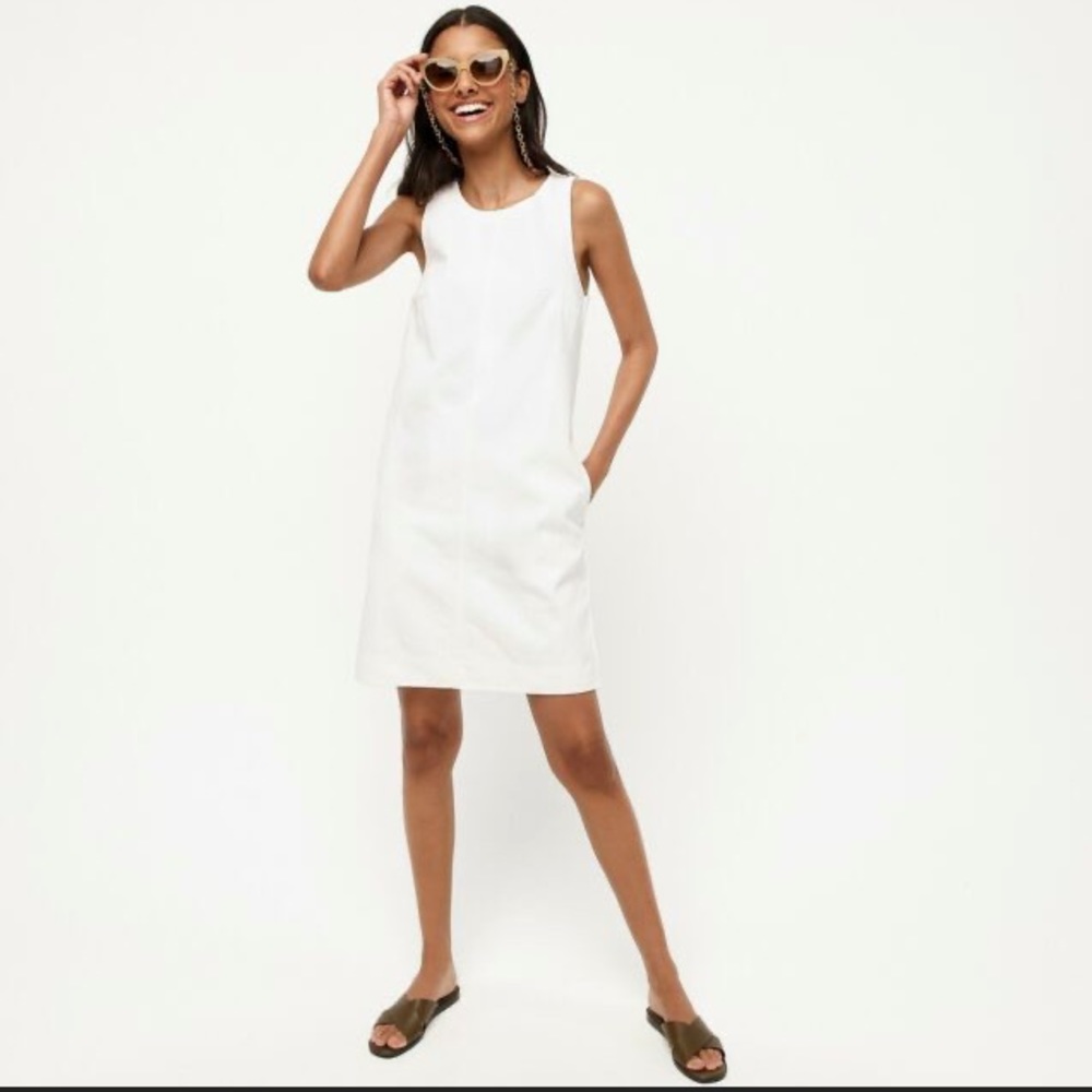 J Crew White Denim Shift Dress - 100% Cotton